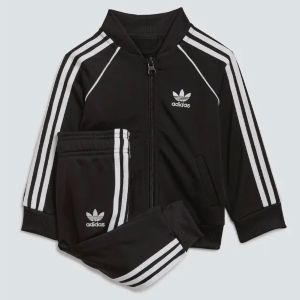 Adidas SST Three Stripe Toddler Tracksuit - Black/White - 18-24m EUC
